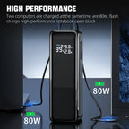 160W Power Bank 30000mah TFT Digital Display PD100W PD QC SCP PD80W+PD80W Laptop Phone Earphone Portable Two Way Fast Charging