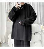 Men's High Street Long Sleeve T-Shirt - Trendy Casual Top Loose Fit Comfortable Wear, Modern Minimalist Style, Everyday Essentia