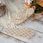 Women's Summer Fashion print patt Flat Flip-Flops, Casual Comfortable Breathable Waterproof Slip-On Bathroom Pool Beach Slippers