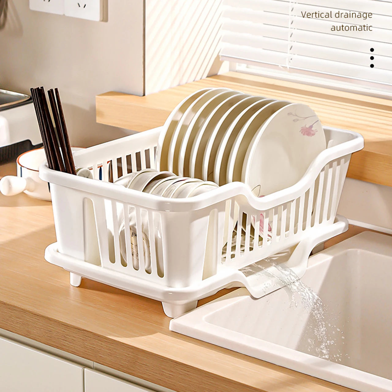 Kitchen drain bowl rack Drainage board, countertop, tableware, plates, bowls, chopsticks, spoons, storage container