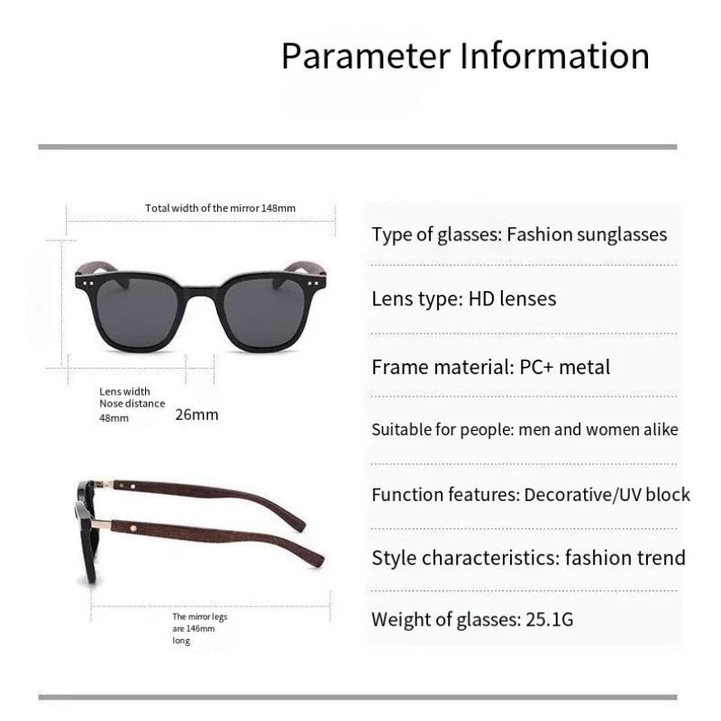 Sunglasses for Men Women Trendy Retro Wood Grain Polarized UV Protection Eyewear Cycling Outdoor Street Photography Sunglasses
