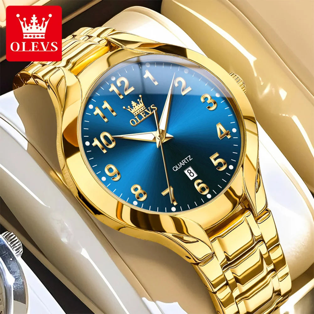 OLEVS 3650 Couple Watches For Men Women Number Scale Waterproof Quartz Dress Wristwatch Luminous Luxury Calendar Business Watch