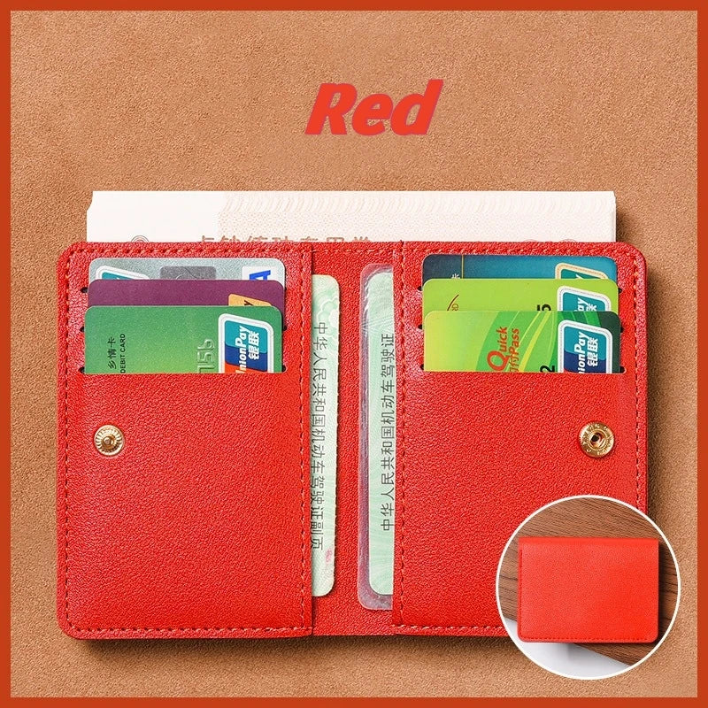 2025 New Women's Wallet Simple Folding Button Small Wallet Driver's License Card Bag Soft Leather Wallet