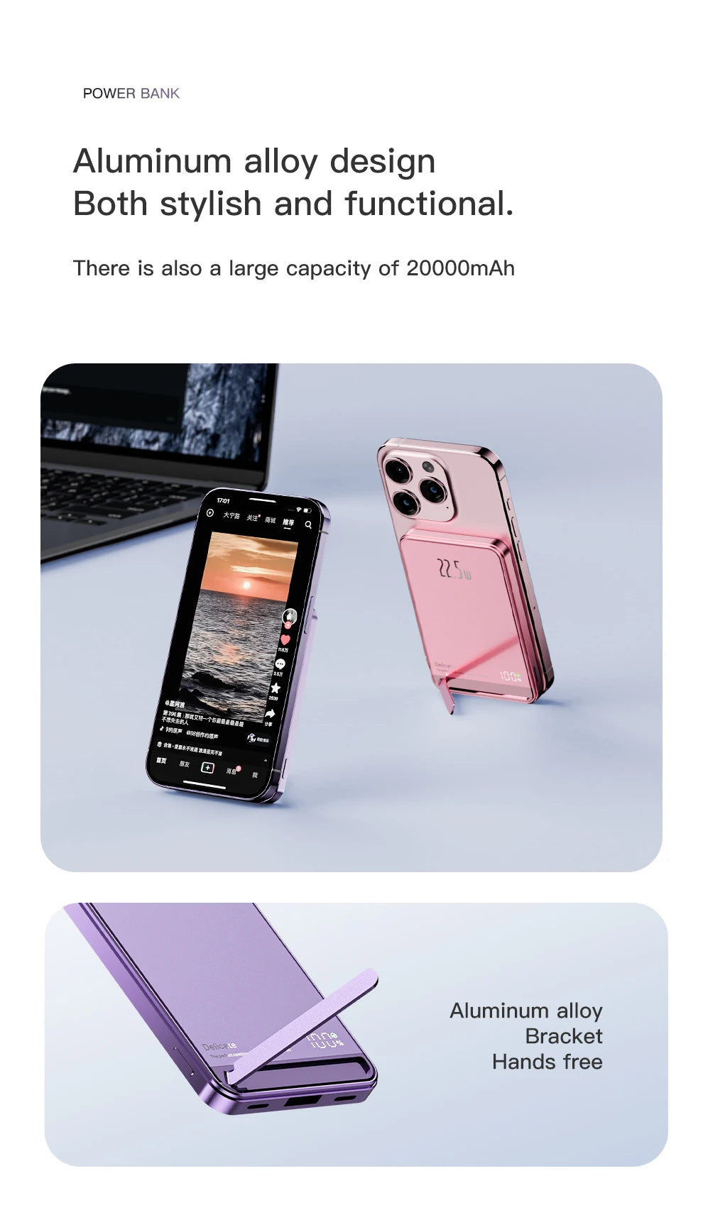 2024 New High quality aluminum alloy Power Banks Backup Battery Macsafe Powerbank Magnetic Wireless Phone Charger