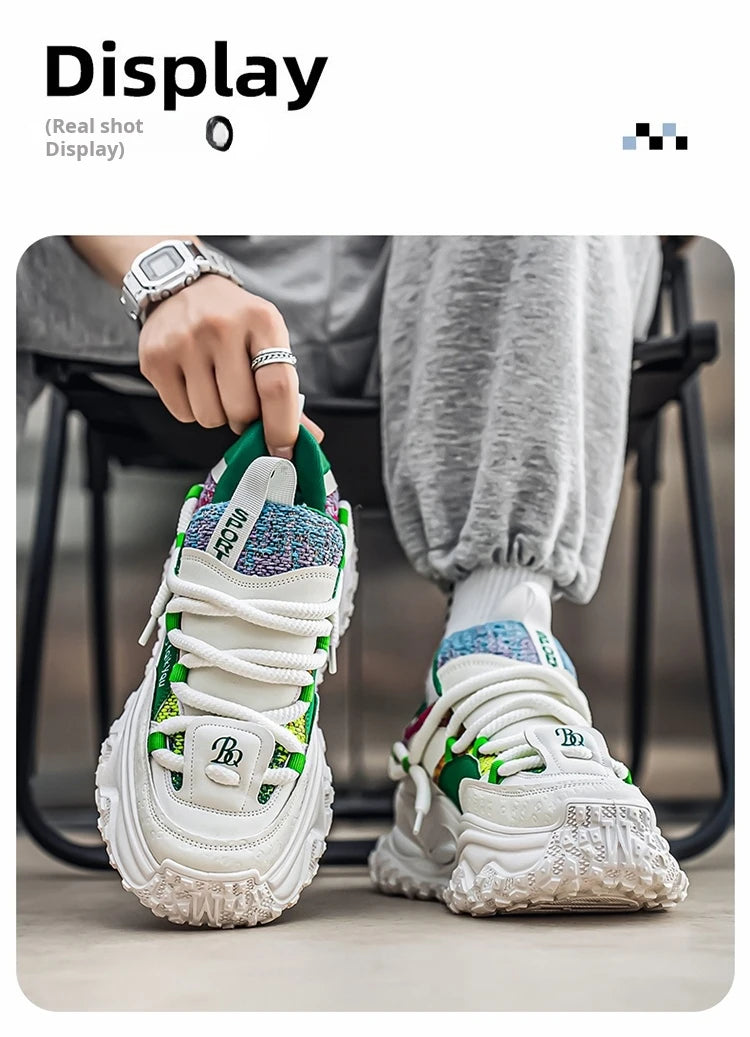 Men's Shoes 2025 Thick Sole Height Increasing New Breathable Trend Fashionable and Versatile Casual Sports Comfortable Trend