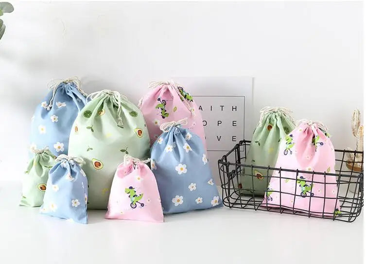 Women Girls Jewelry Lipstick Cosmetic Tote Rope Pouch String Bag Cute Small Large Coin Purse Key Earphone Drawstring Storage Bag