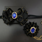 Wedding Bow Tie Corsage Men's Business Banquet Concert Suit Shirts Accessories Jewelry High-end Crystal Collar Flower Brooch Set