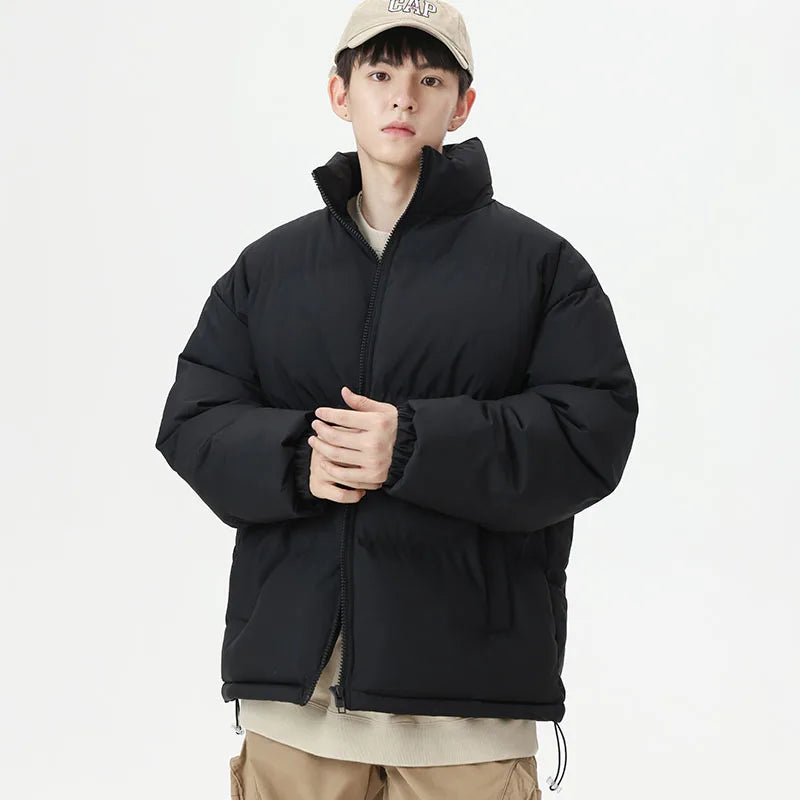 Autumn and Winter  Dopamine  Cotton  Jacket, Men's Stand-up Collar Coat, Men's  Thick Pure Color Warm Cotton Jacket, Cotton Coat