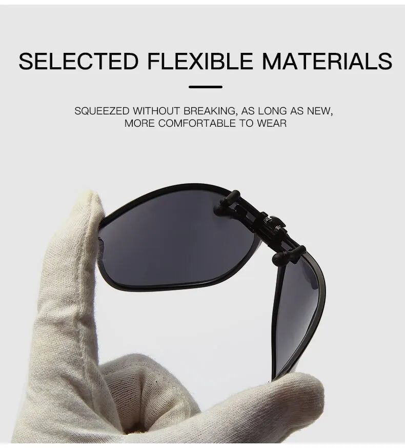 Polarized Clip On Sunglasses Men Photochromic Car Driver Goggles Night Vision Glasses Anti Glare Vintage Square Glasses