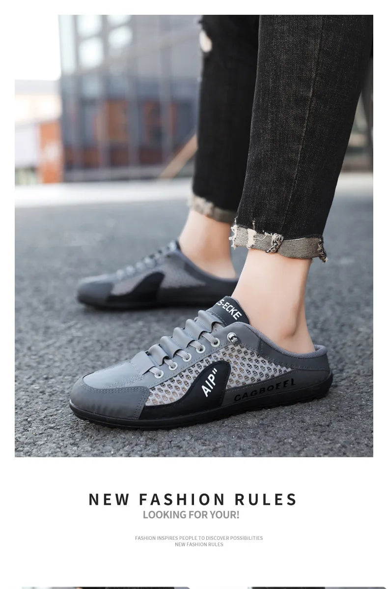 Men's Fashion Soft-soled Half Slippers Men Summer Trendy Bottom Casual Shoes Breathable Slip-on Shoes Sneakers Zapatos De Hombre