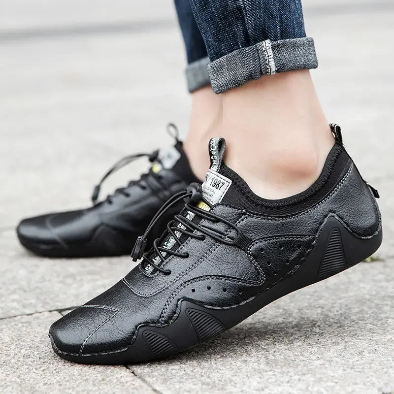 Men's Shoes Fashionable Breathable Comfortable Casual Soled Lace Up Shoes Retro Trendy Versatile Commuting Leather Short Boots