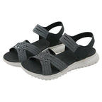 Women's Sandals Summer Casual Non-Slip PU Light Comfort Elastic Soft MD Platform Wedges High Heels Beach Shoes Woman