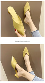 Women's Elegant Mules Woman Casual Slippers 2021 Ladies Low Heels Fashion Female Pointed Toe Shoes Women Candy Colors Footwear