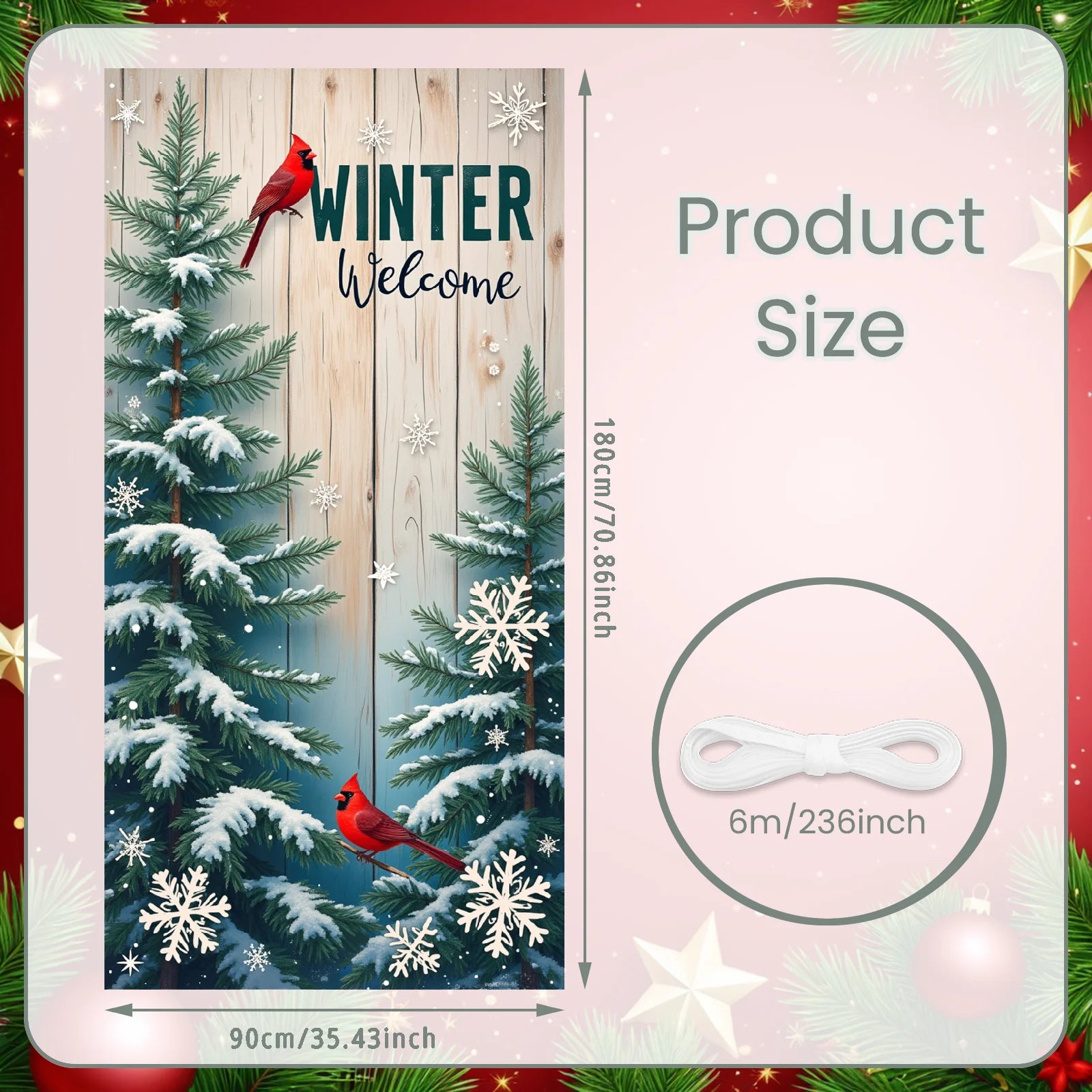 Winter Scene Welcome Banner Snow Forest Bird Art for Home Decor  Decoration Winter Party Christmas Navidad New Year Decor 2026