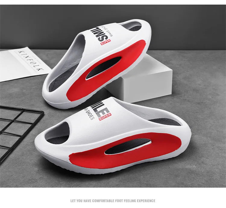 New Men Slippers Slides with a Sense High Aesthetic Value External Wear Anti Slip Thick Bottom, Beach Cool Slippers for Men