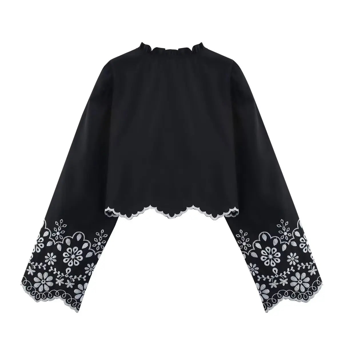 Embroidered Blouse Top Boho Chic Hawaiian Summer Vintage Ruffle Crop Shirts Female Elegant Women's Shirt Tops Woman 2025