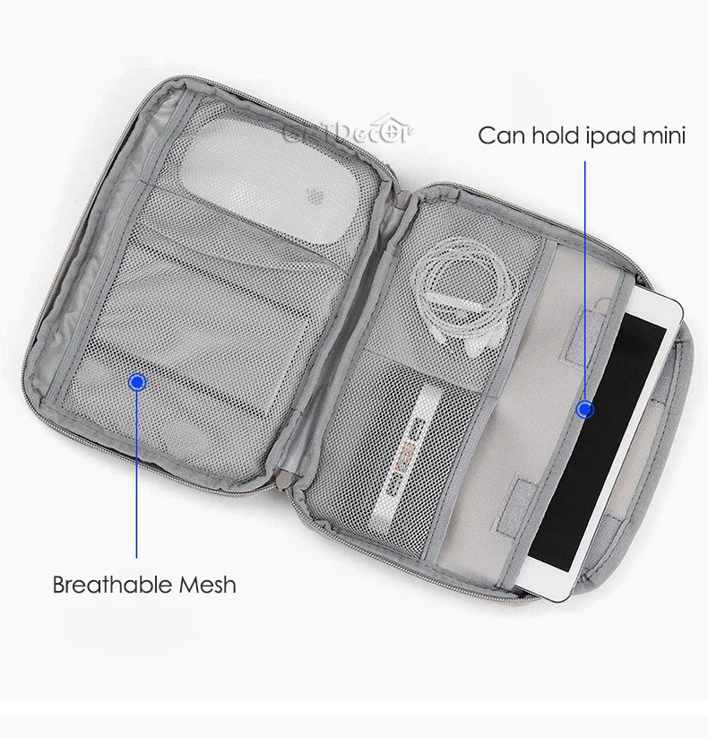 Electronics Protective Storage Bags for Cable Organizer Bag Handheld Tech Pouch for Tablet Phones & Power Banks Organizador Case