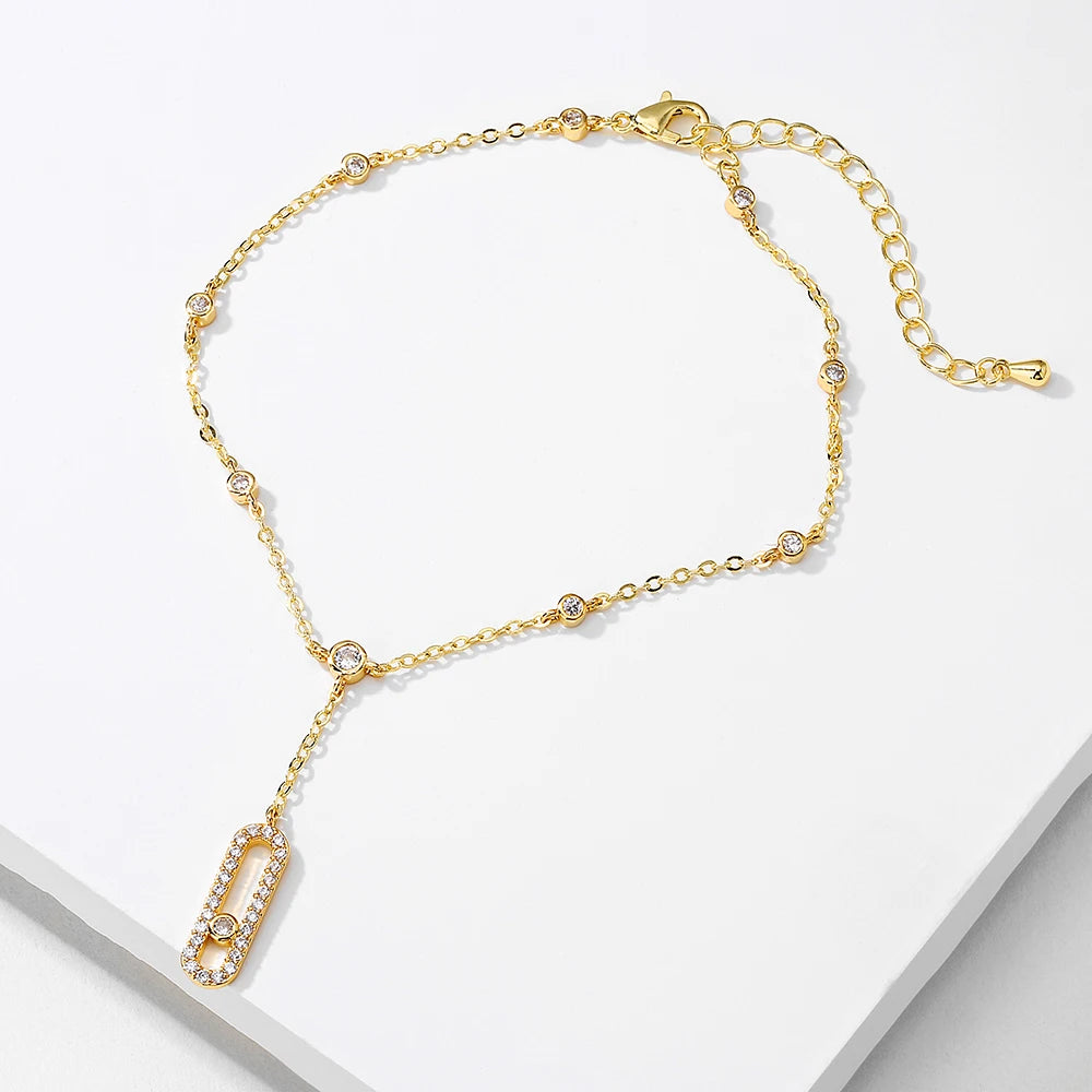 Geometric Oval Pendant Anklets for Women Sliver Color Vintage Crystal Chain Charm Anklet Beach Foot Jewelry