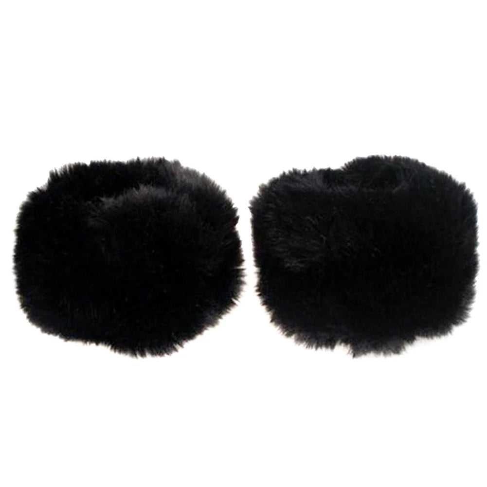 Women Winter Warm Faux Fur Cuff Arm Warmer Soft Elastic Wrist Slap On Cuffs Lady Bracelet Fur Wristband Gloves Sleeves Accessory
