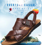 2024 New Men's Sandals Luxury Genuine Leather Men Shoes Casual Non-slip Beach Slippers Comfortable Open Toe Men Sandalias 38-47