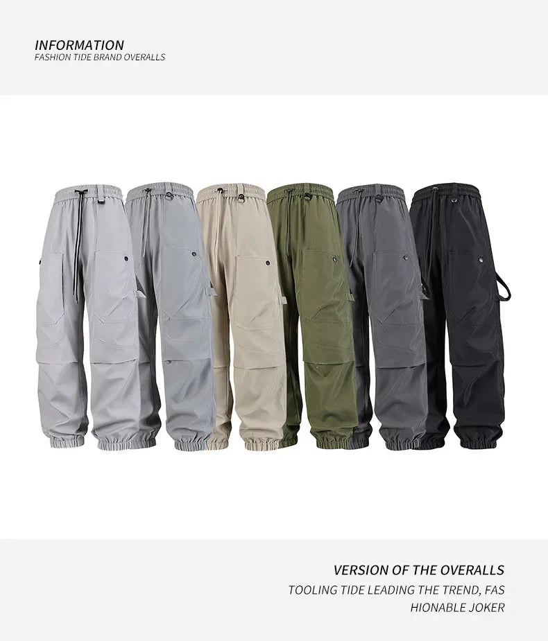 Men's outfit pants are versatile, trendy, loose, straight-leg outdoor work pants and trendy brand tight-fitting windbreakers