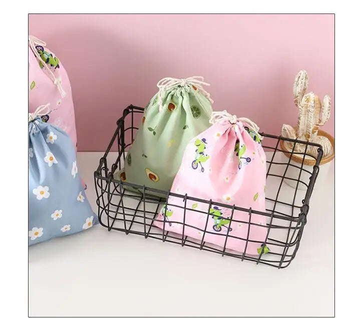 Women Girls Jewelry Lipstick Cosmetic Tote Rope Pouch String Bag Cute Small Large Coin Purse Key Earphone Drawstring Storage Bag