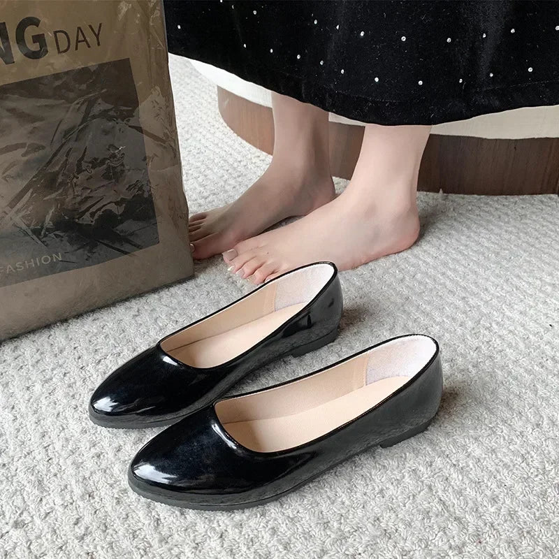 Women Candy Color Ballet Flats White Wedding Shoes Woman Flats Patent Leather Slip on Shoes Zapatos Mujer Ladies Boat Shoes NEW