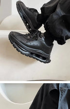 Sports shoes for men casual leather shoes street fashion brand design shock absorption soft sole height increasing dad shoes