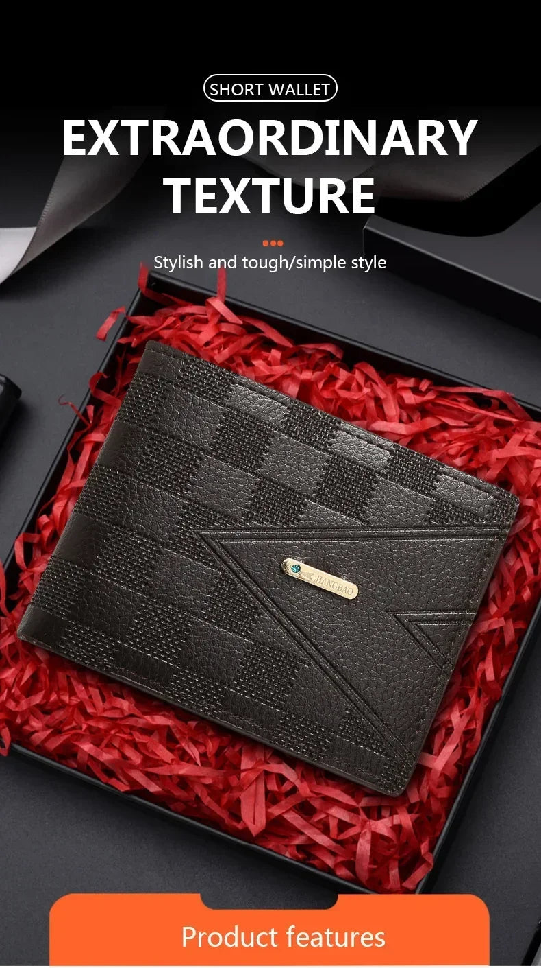 Men's Wallet Casual Short Wallets Youth Fashion Soft PU Leather Business Credit ID Card Holder Billfold Purse Mini Money Bag