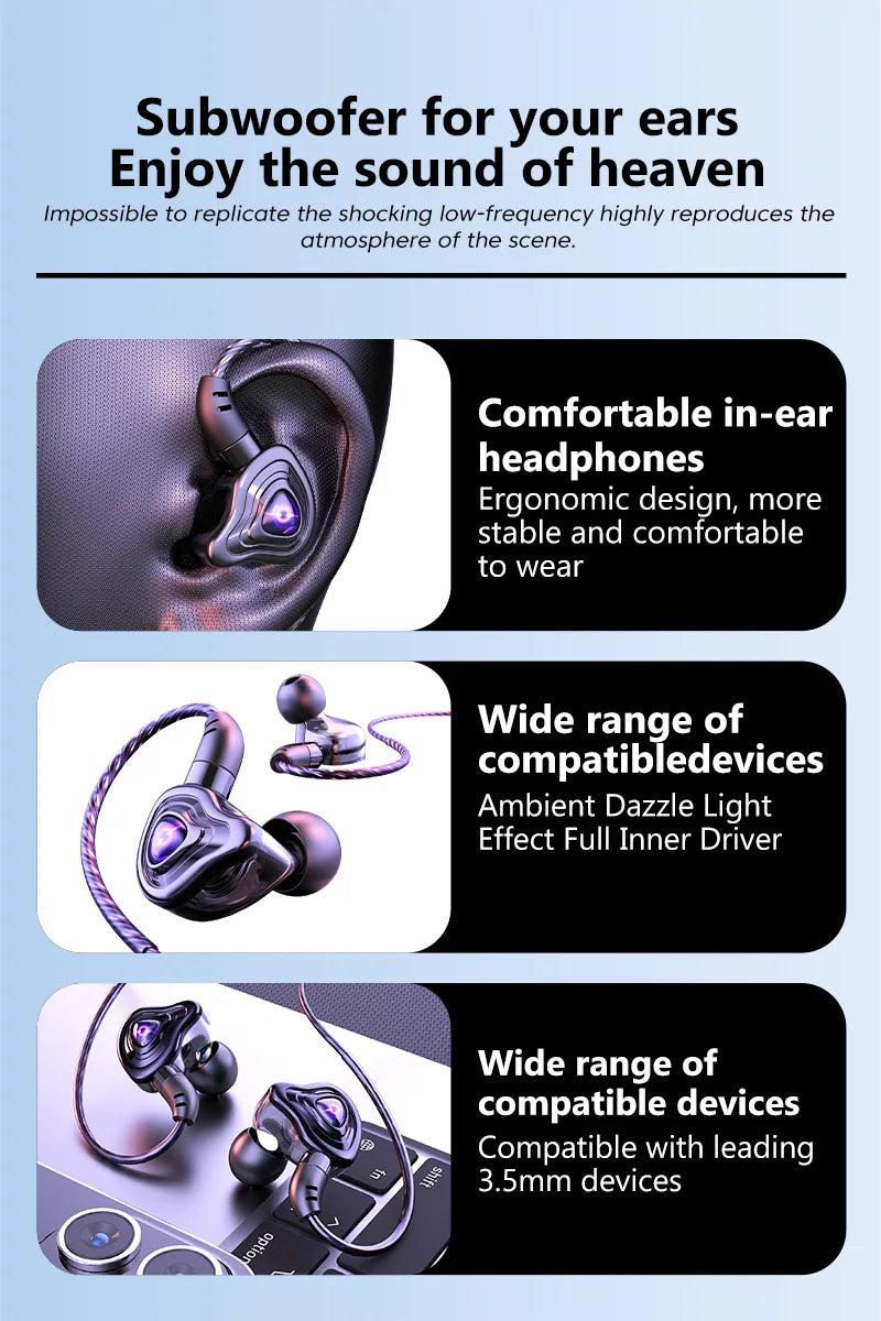 In-Ear Earbuds High Quality Headset 2 Color Optional Built-In Microphone In-Ear Wired Earphone for Phone Computer Headphone