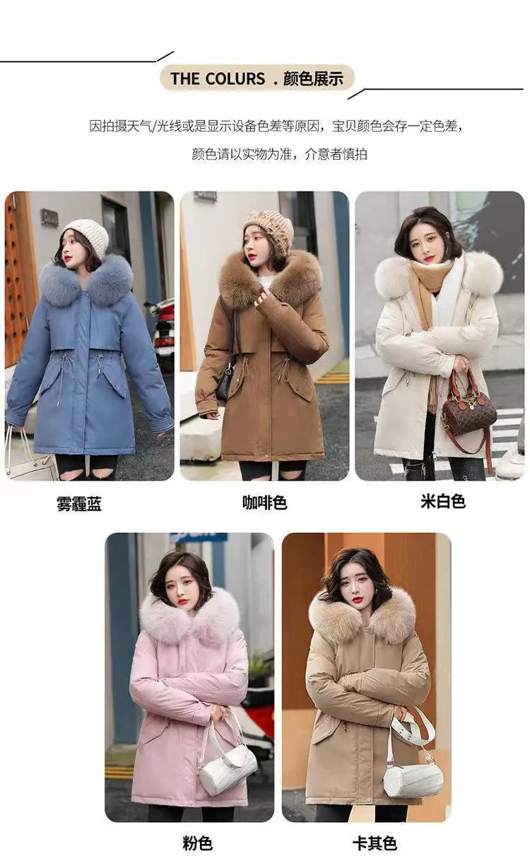 Winter Coat 2025 New Women's Thick Cotton Jacket Women's Medium long Korean version Fur collar Coat Female Warm Parka Overcoat