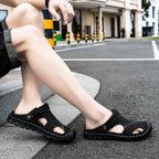 2023 Sandals Summer Men Leather  Classic Men Shoes Slippers Soft Sandals Men Roman Comfortable Outdoor Walking Footwear