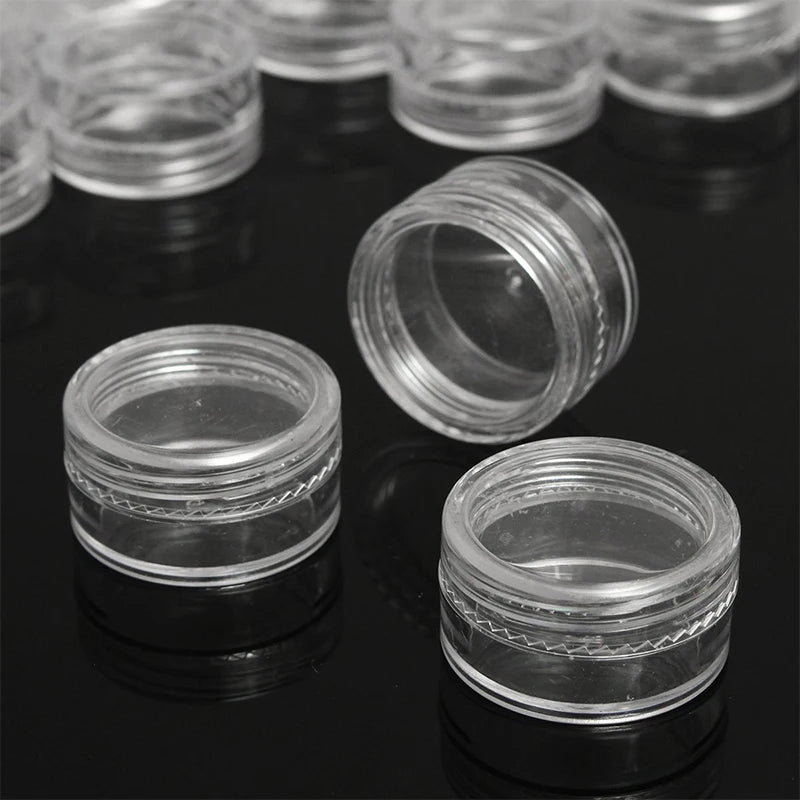50pcs 5g Sample Clear Cream Jar Mini Cosmetic Bottles Containers Transparent Pot For Nail Arts Small Clear Can Tin For Balm