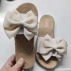 Women Slippers Fashion Trend Bow Anti Slip Sandals Wear-resistant Comfortable Soft Sole Flat Heel Slippers Home Slides Women