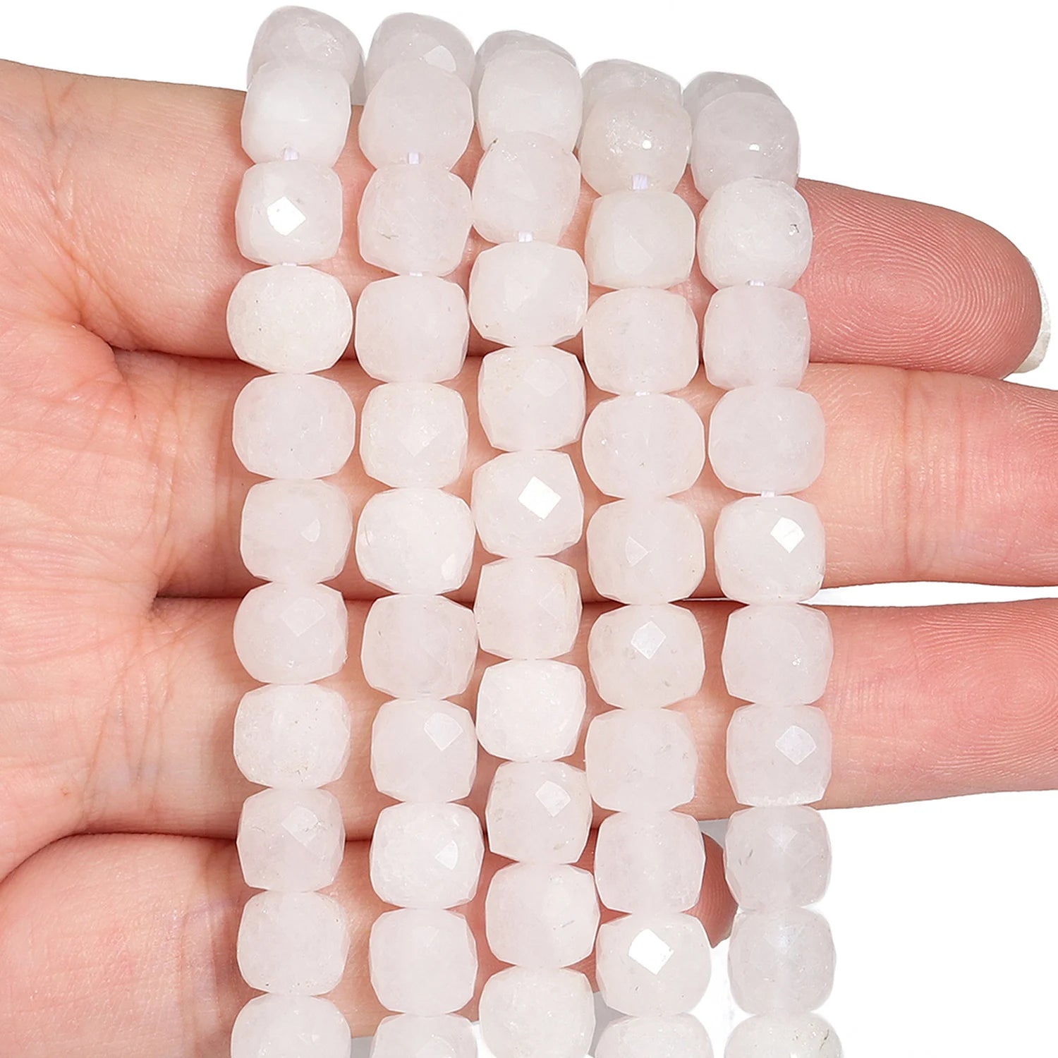 7-8mm Faceted Cube Beads Tourmaline Picture Jasper Agate Turquoise Amethyst Stone Beads for Jewelry Making Diy Accessories