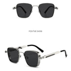 Men Driving Sunglasses Vintage Steampunk Square Sunglasses Metal Frame with Spring Hinges Women Eyepiece Trendy Driver Glasses