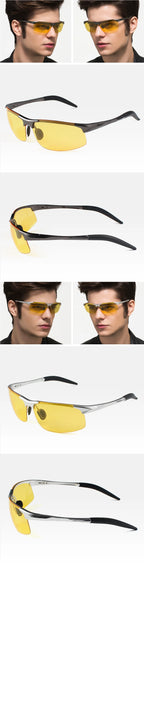 Fishing Sport Sunglasses Men Polarized UV400 Aluminum Rectangle Rimless Sun Glasses Photochromic Night Vision Eyewear