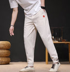 Trousers Skinny Autumn And Winter Plain Male Sports Pants Slim Cropped Men's Sweatpants Tights Aesthetic Hot Aesthetic Hot Loose