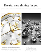 OLEVS 2906 Couple Watch Original Roman Scale Diamond Dial Luxury Quartz Watch For Men Women Rhombus Strap Waterproof Hand Clock
