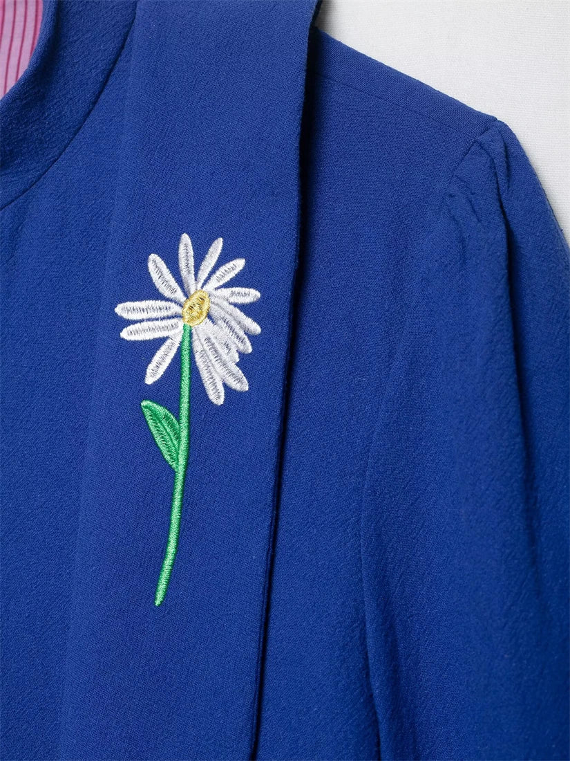 Women's Embroidered Hooded Jacket Long Sleeve Button up Top New Fashion Design