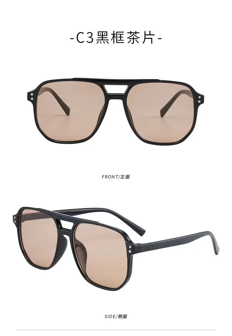 Vintage Men Women Big Sunglasses Men Square Shades Unisex Sun Glasses Black Lense Male Female Sunglasses UV400 Glasses