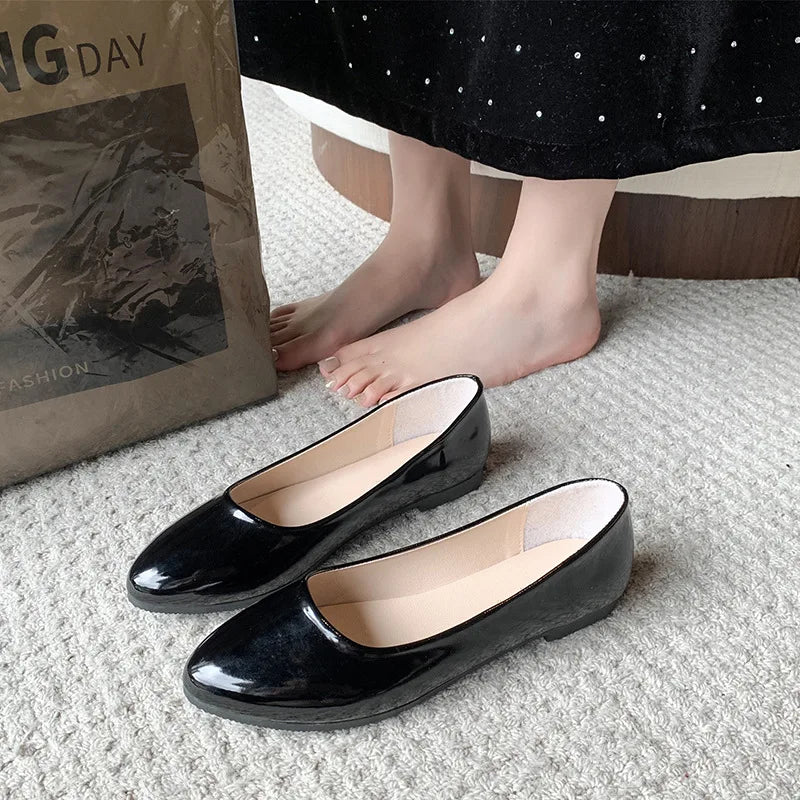 Women Candy Color Ballet Flats White Wedding Shoes Woman Flats Patent Leather Slip on Shoes Zapatos Mujer Ladies Boat Shoes NEW