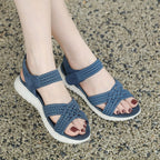 Women's Sandals Summer Casual Non-Slip PU Light Comfort Elastic Soft MD Platform Wedges High Heels Beach Shoes Woman