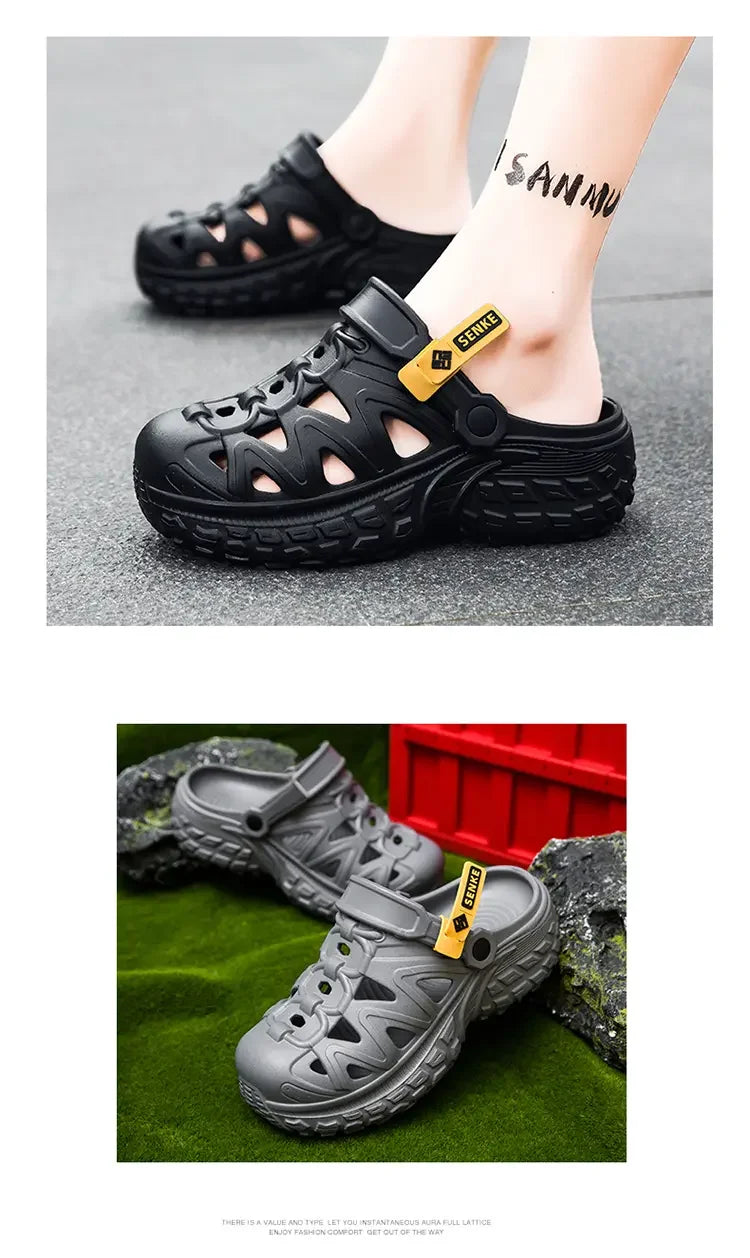 Men's Sandals, Lightweight Summer Outdoor Thick-soled Height-increasing Hollowed-out and Breathable Niche Slippers