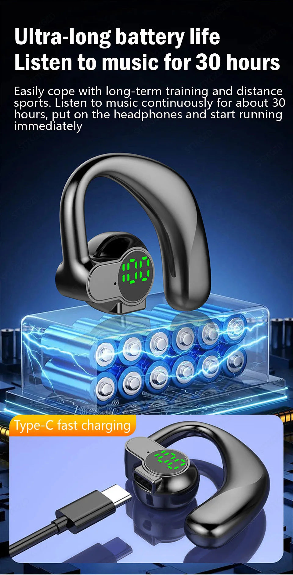 Wireless Bluetooth Headphones Full Open Headset Air Conduction Ear Hook Earphones Handsfree Noise Canceling Audifonos Sports