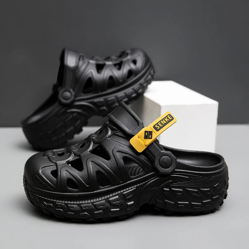 Men's Sandals, Lightweight Summer Outdoor Thick-soled Height-increasing Hollowed-out and Breathable Niche Slippers