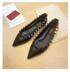 Women's Flat Shoes luxury woman shoes Leather Brand Rivet Flat Shoes Comfortable Casual Outdoor Pointed Toe Shallow Ladies shoes