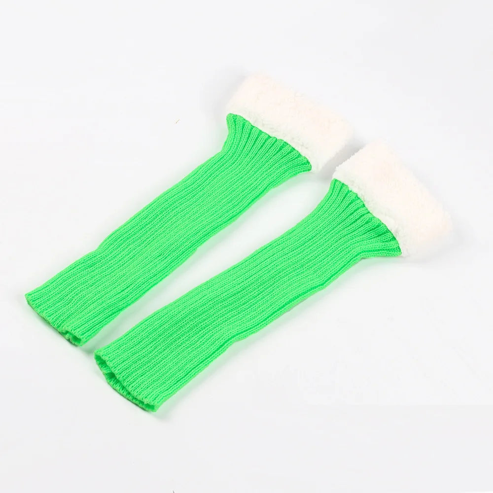 Winter Christmas Ladies Warm Ribbed Knit Leg Warmers Womens LegWarmers Polar Fleece Neon Colored Boot Cuffs for Festive Occasion