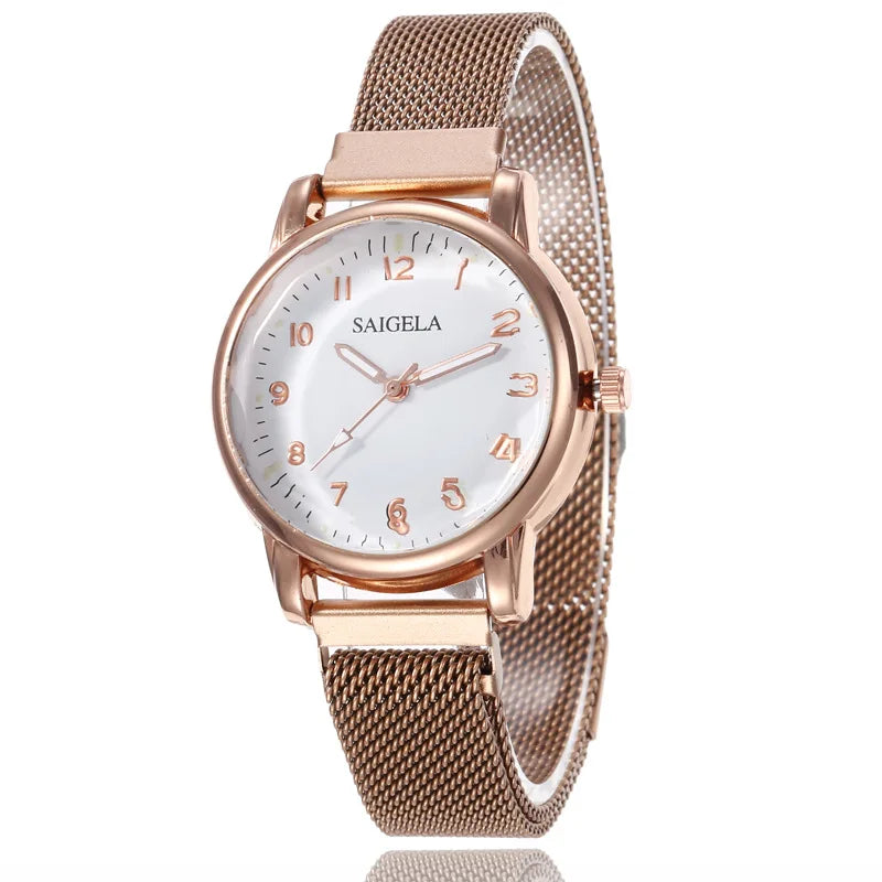 Women's Watches Simple Fashion Oirginal Wristwatch for Female Stainless Steel Mesh Strap Waterproof Magnet Buckle Reloj