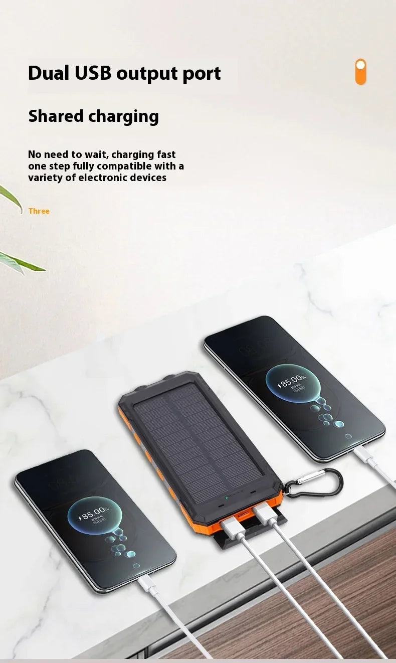Solar Power Bank 20000mah Large Capacity Portable Charger Compatible with IOS Android USB-A and USB-C Fast Charging Powerbank